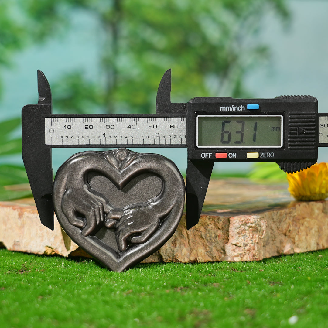 Natural Silver Obsidian Pinky Promise Heart