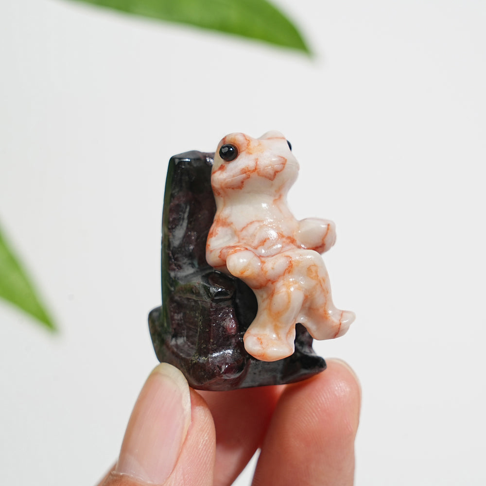 Natural Crystal Relaxing Frog On Lounge Chair Carving