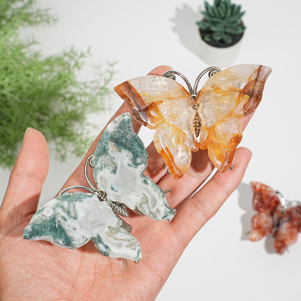 A Slightly Imperfect Natural Crystal Butterfly Carving