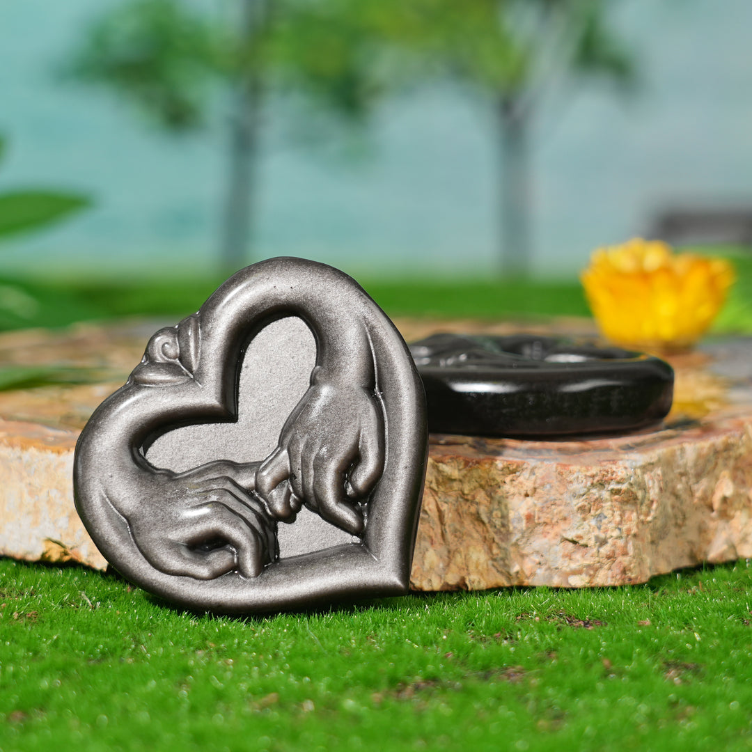 Natural Silver Obsidian Pinky Promise Heart