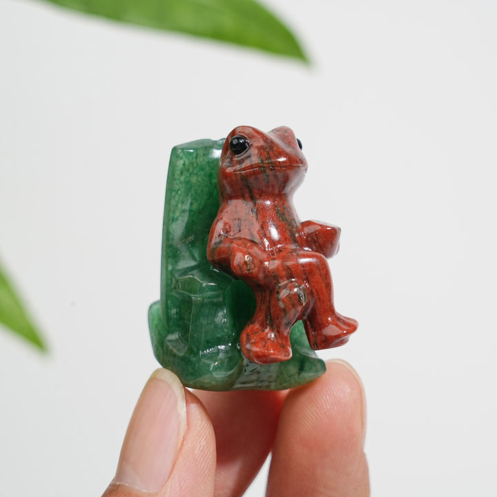 Natural Crystal Relaxing Frog On Lounge Chair Carving