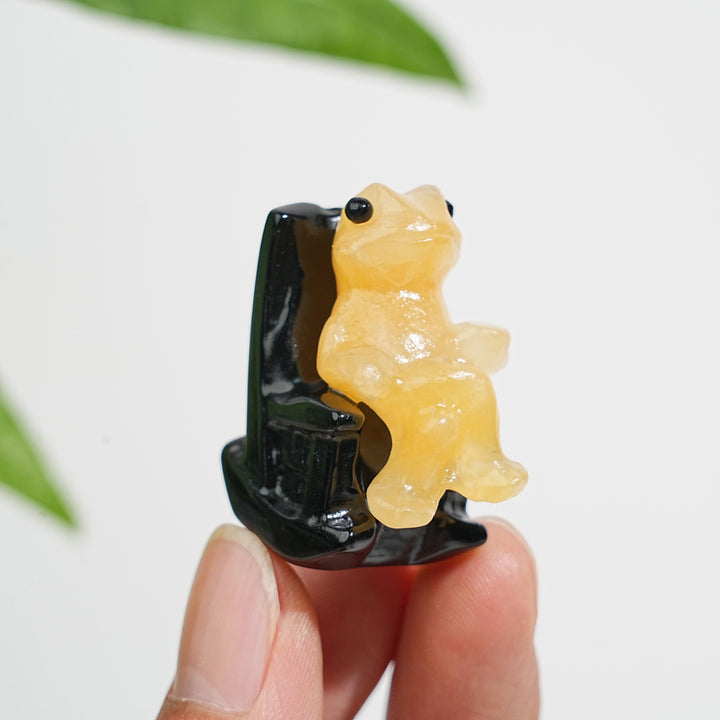 Natural Crystal Relaxing Frog On Lounge Chair Carving