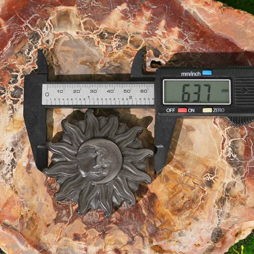 Natural Carving Silver Obsidian Sun & Moon