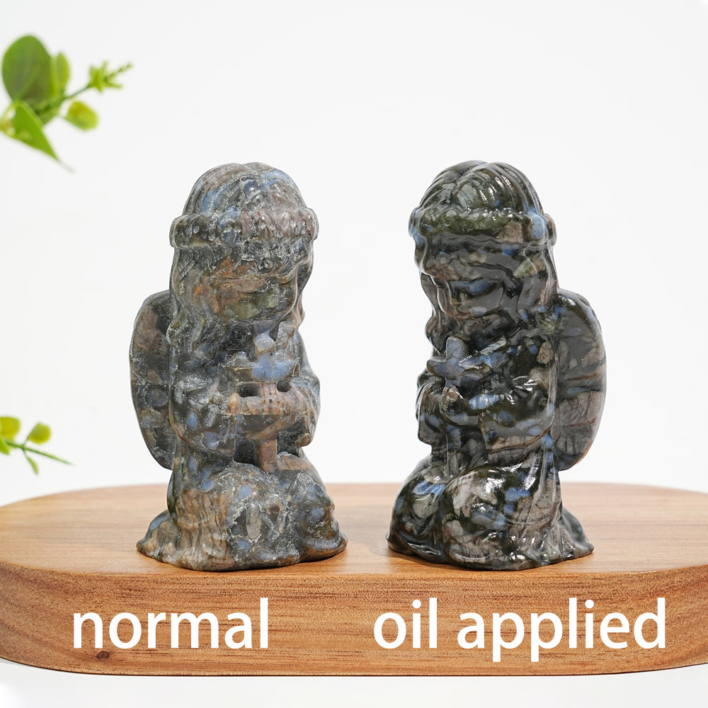 Natural Crystal Praying Angel Carving