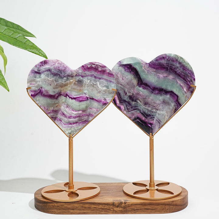 Corazón de Fluorita Natural y Único con Soporte