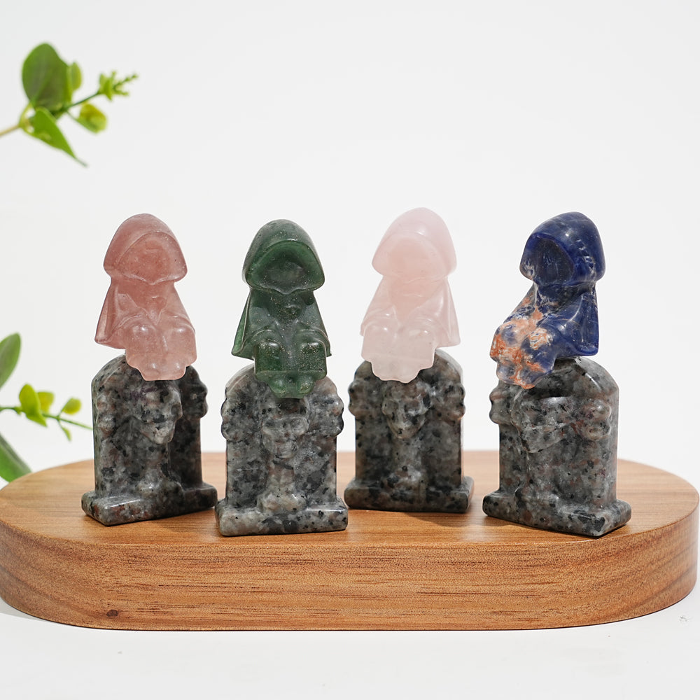 Natural Crystal Carving Ghost On Tombstone