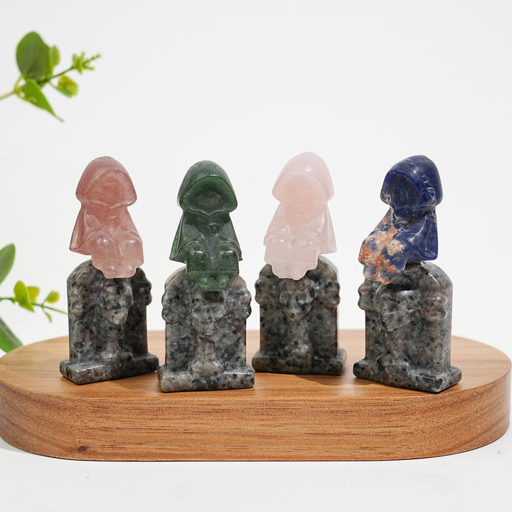 Natural Crystal Carving Ghost On Tombstone