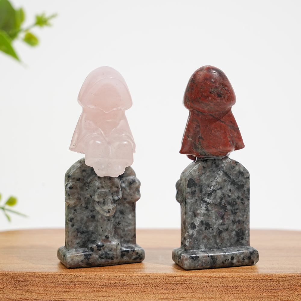 Natural Crystal Carving Ghost On Tombstone