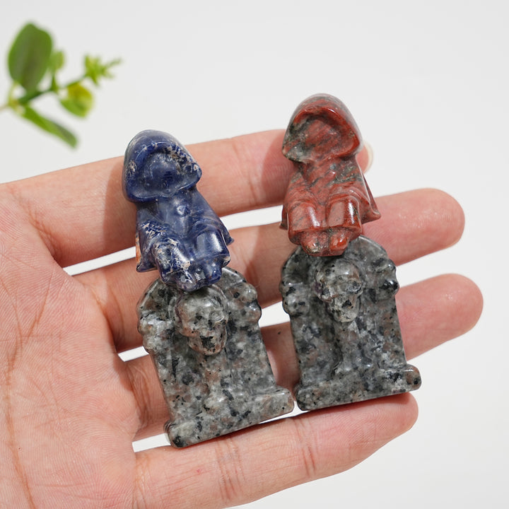 Natural Crystal Carving Ghost On Tombstone