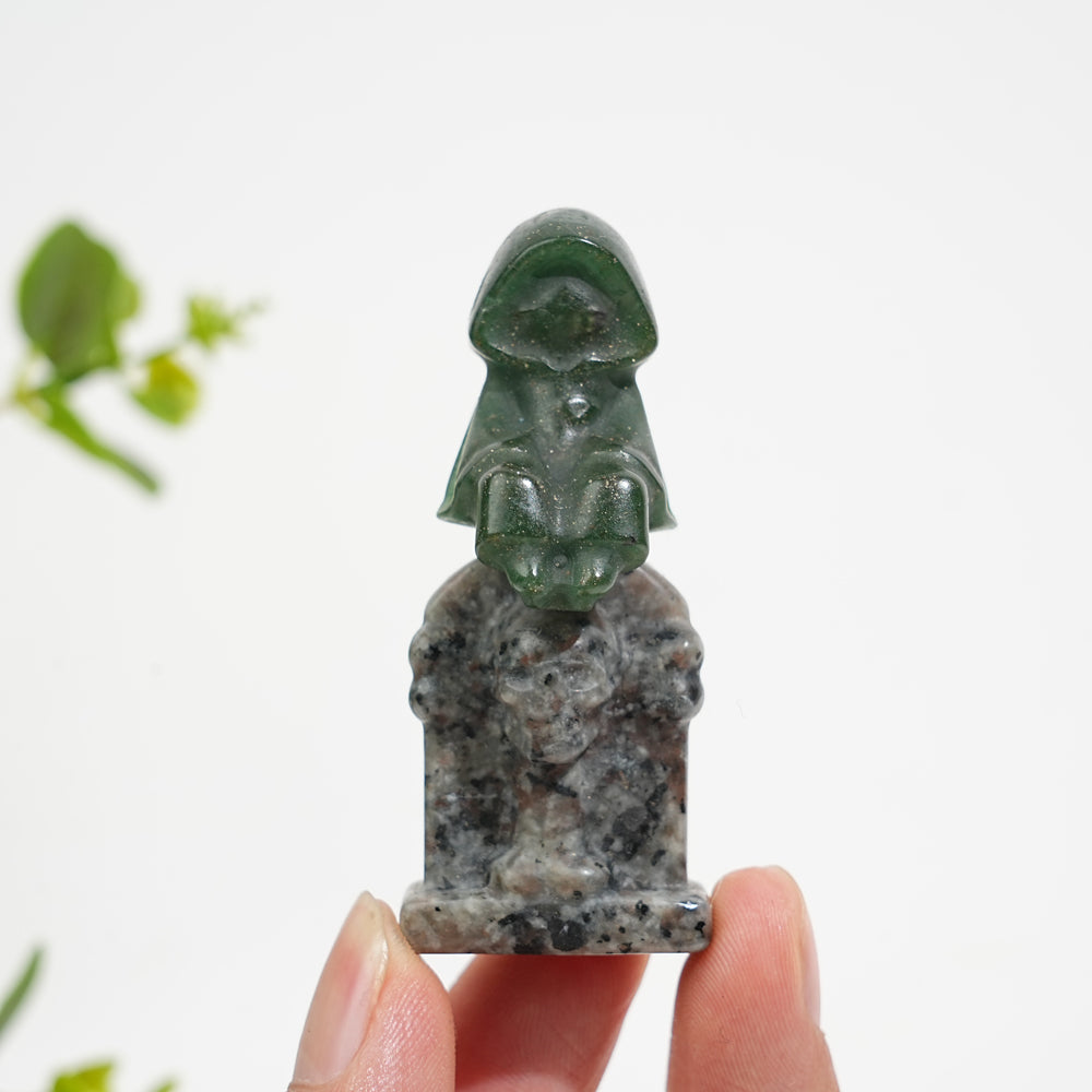 Natural Crystal Carving Ghost On Tombstone