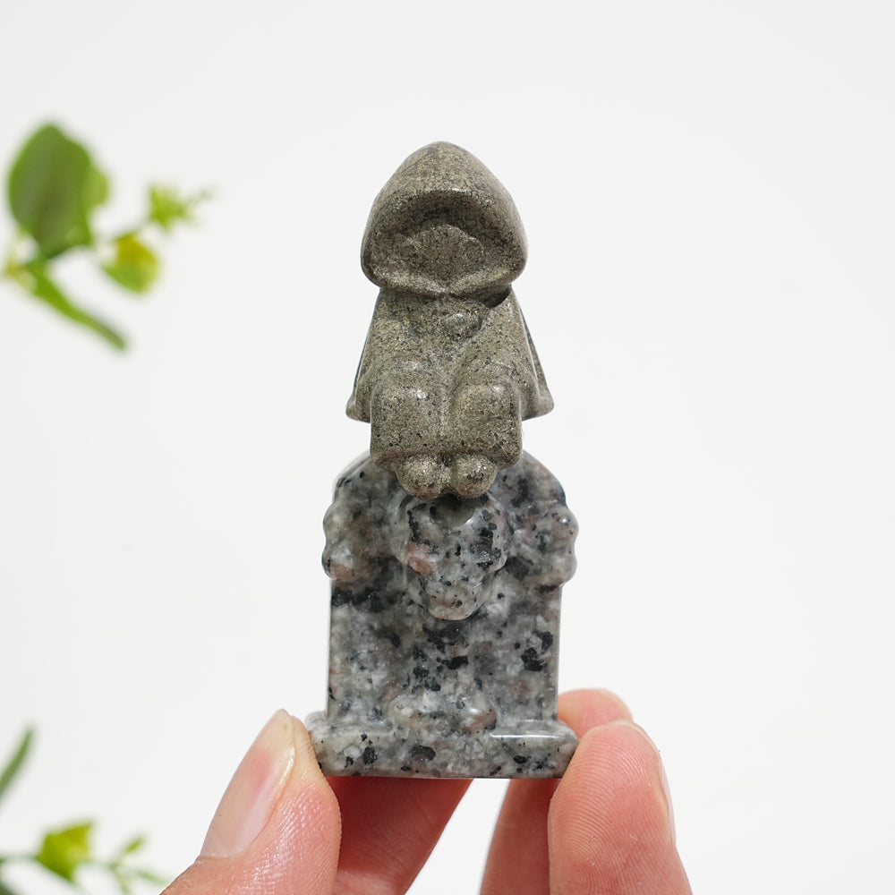 Natural Crystal Carving Ghost On Tombstone