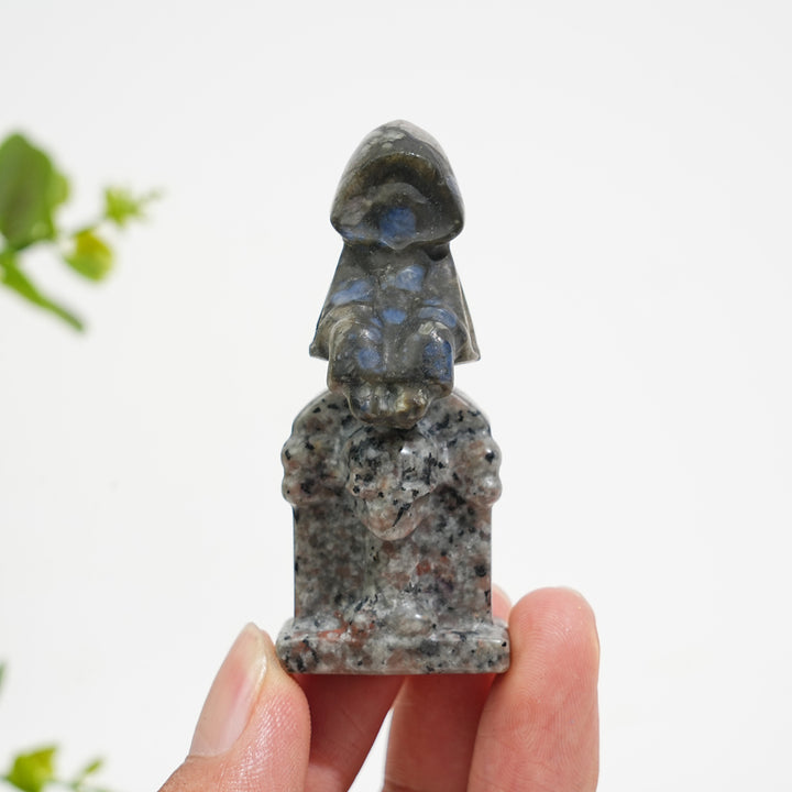 Natural Crystal Carving Ghost On Tombstone
