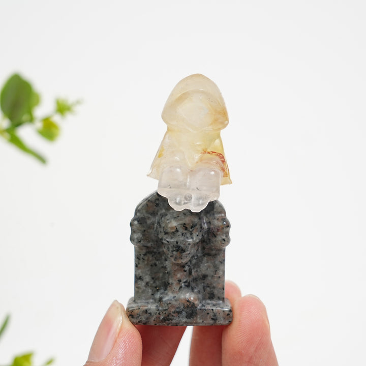 Natural Crystal Carving Ghost On Tombstone