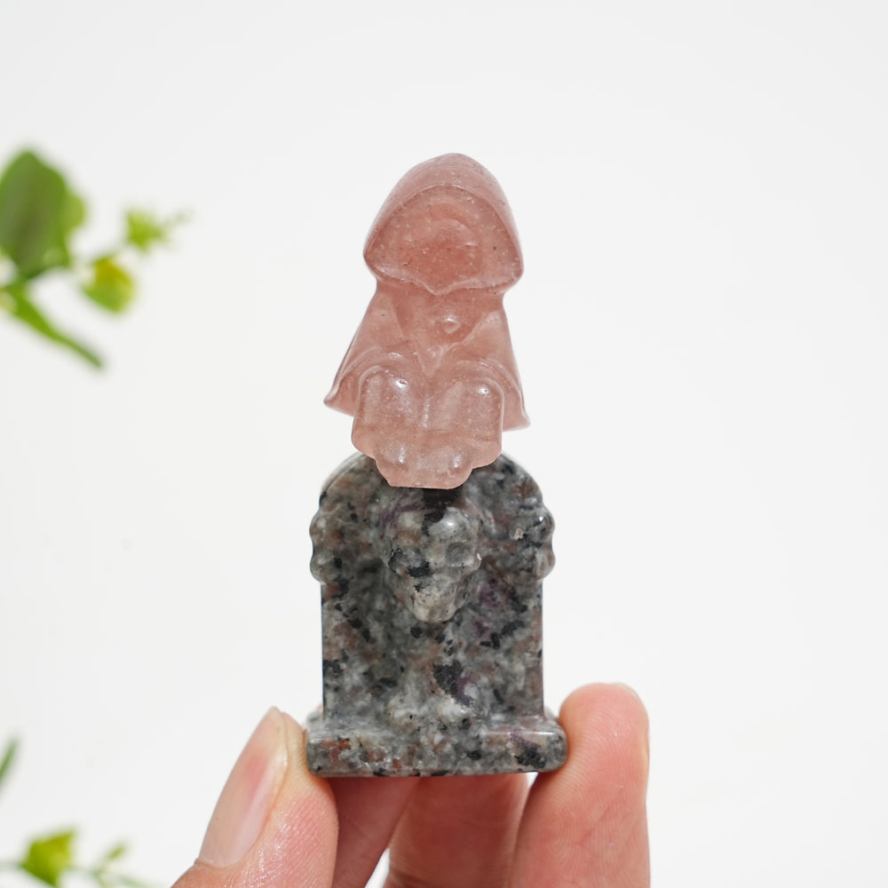 Natural Crystal Carving Ghost On Tombstone