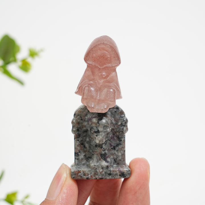 Natural Crystal Carving Ghost On Tombstone