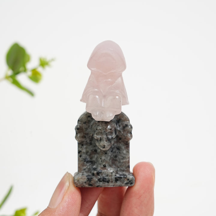 Natural Crystal Carving Ghost On Tombstone