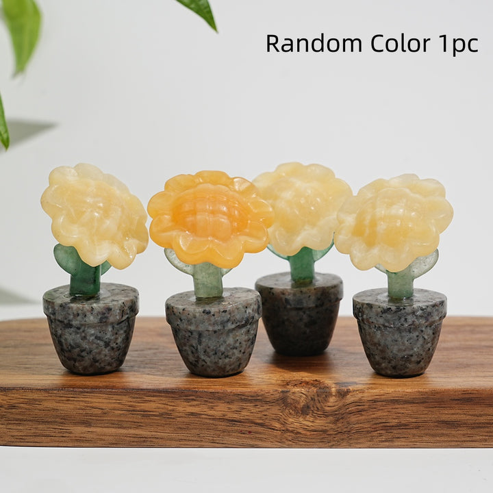 Natural Crystal Sunflower Carving