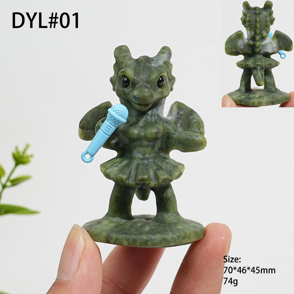 Unique,Natural Crystal Carving Serpentine Fun Dragon