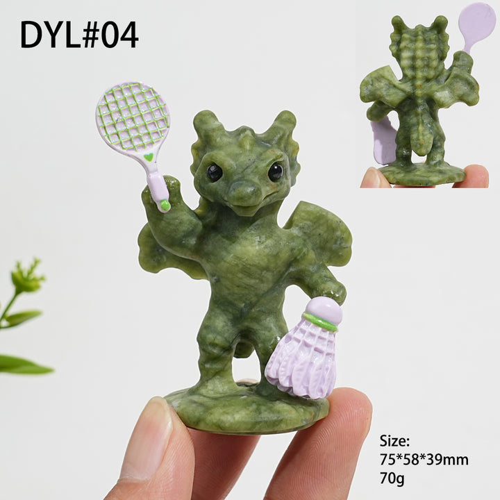 Unique,Natural Crystal Carving Serpentine Fun Dragon