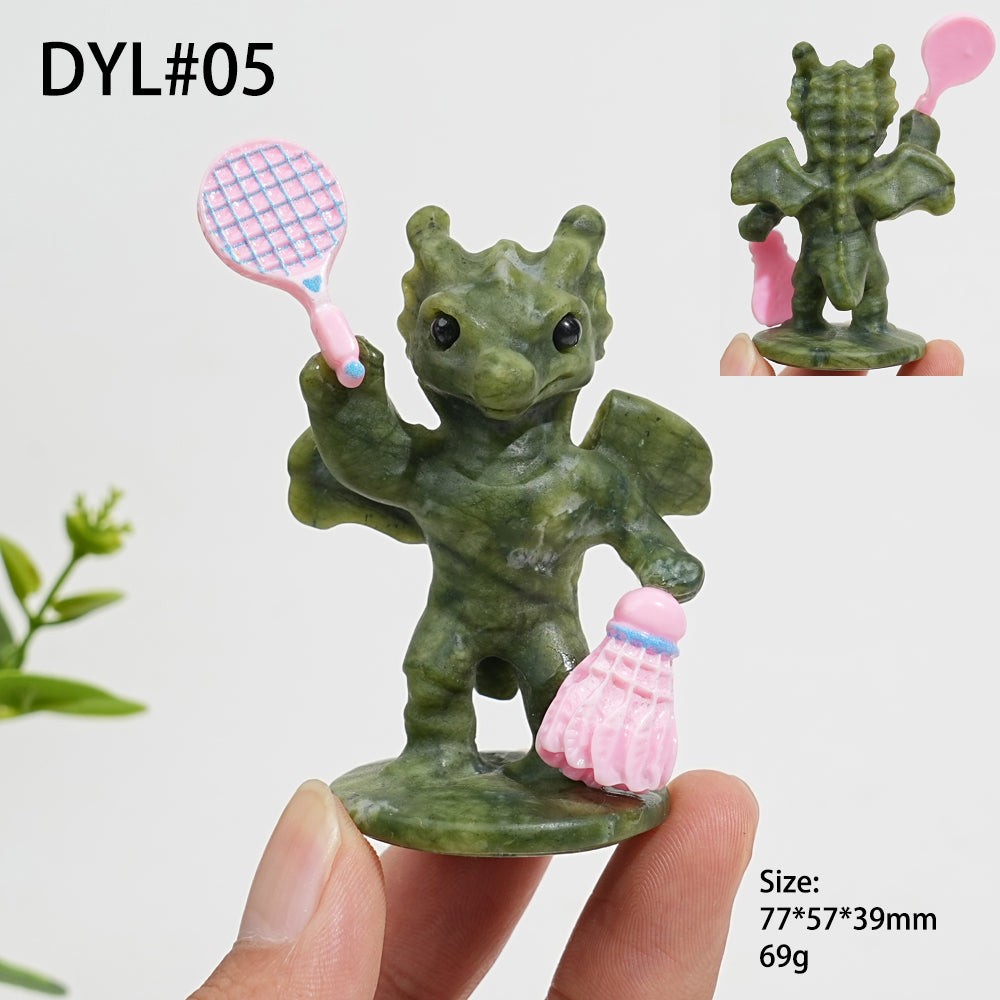 Unique,Natural Crystal Carving Serpentine Fun Dragon