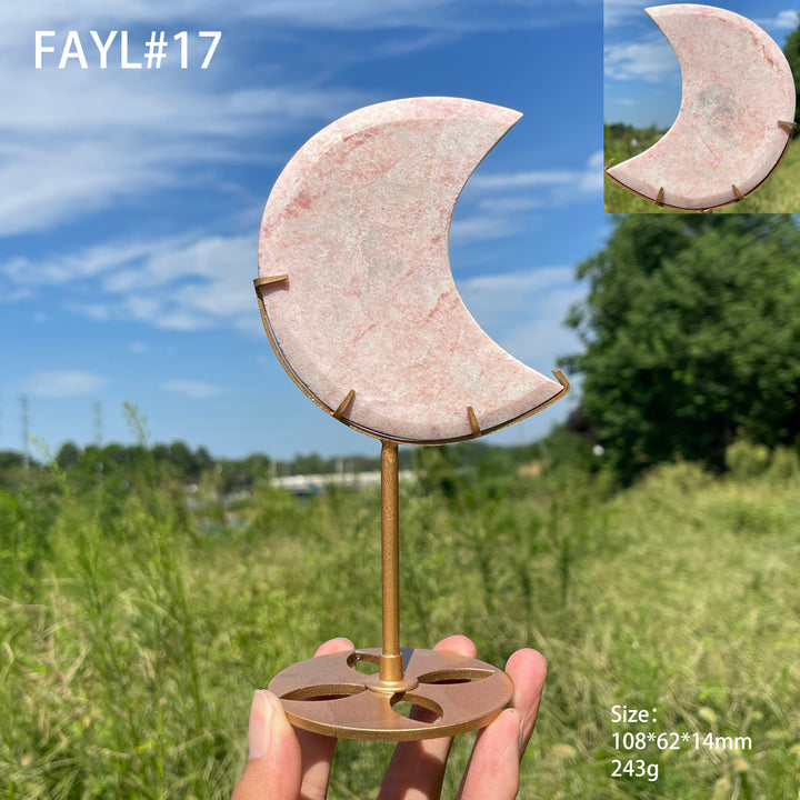 Unique,Natural Crystal Pink Opal Moon