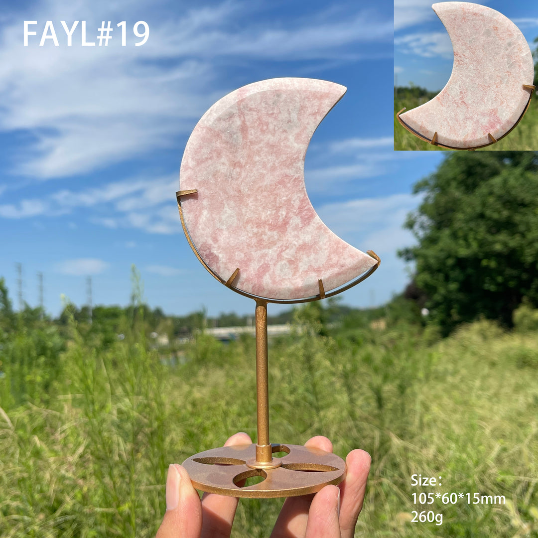 Unique,Natural Crystal Pink Opal Moon