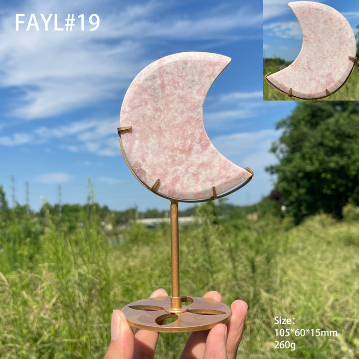 Unique,Natural Crystal Pink Opal Moon
