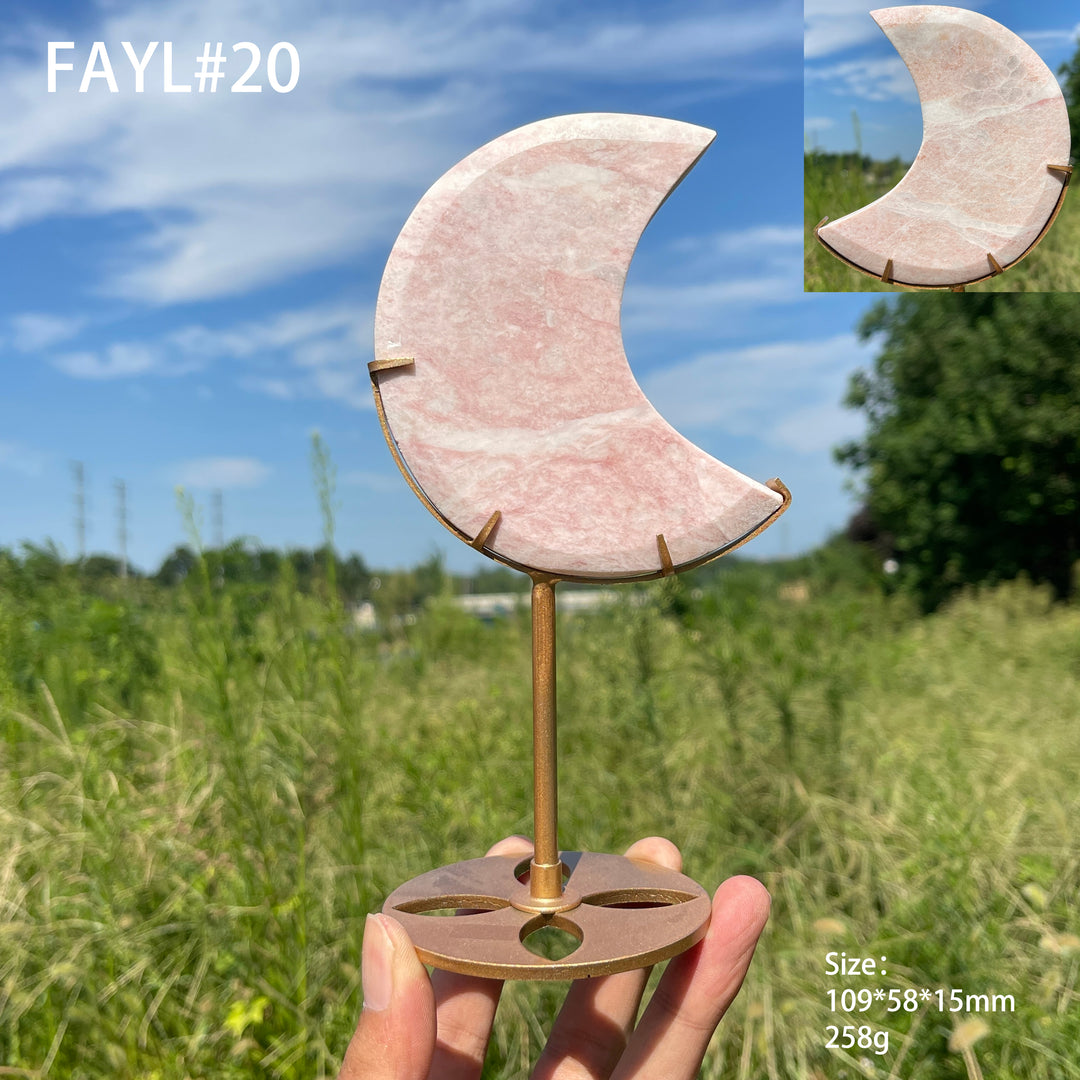 Unique,Natural Crystal Pink Opal Moon