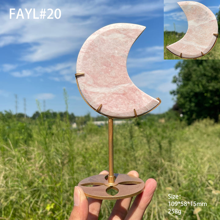 Unique,Natural Crystal Pink Opal Moon
