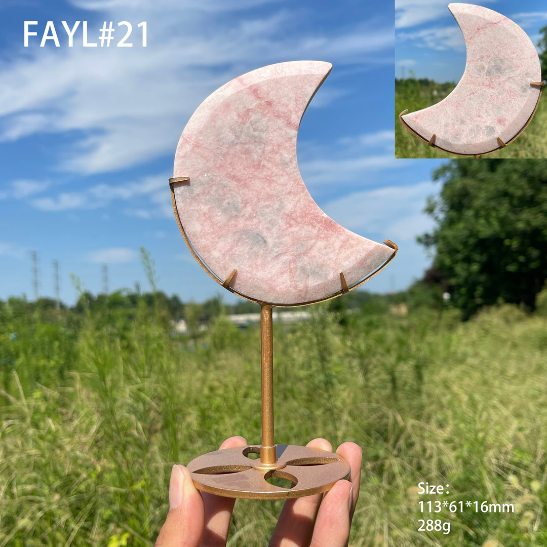 Unique,Natural Crystal Pink Opal Moon