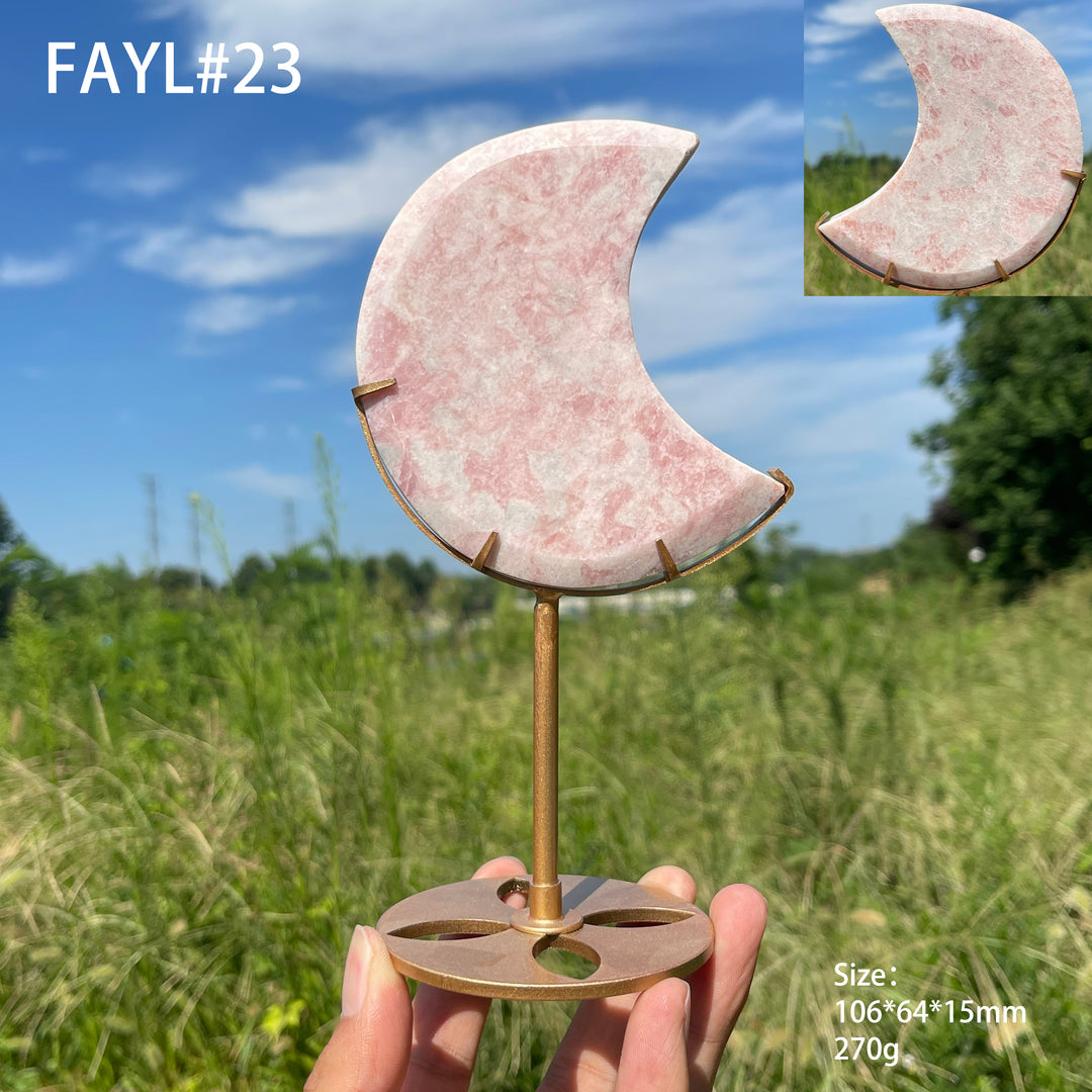 Unique,Natural Crystal Pink Opal Moon