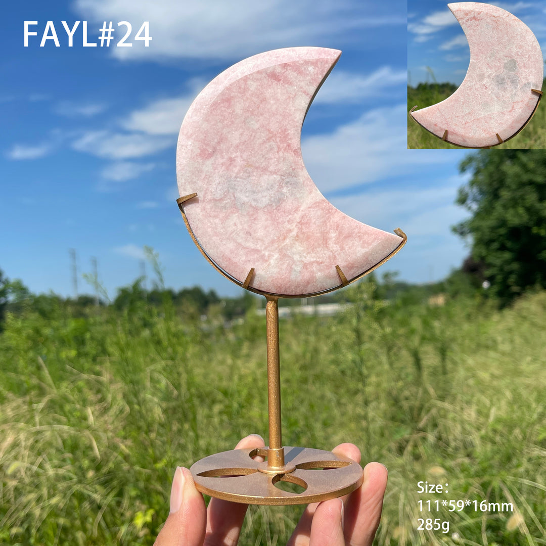 Unique,Natural Crystal Pink Opal Moon