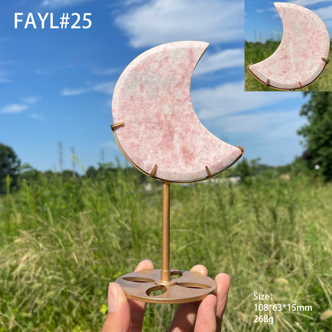 Unique,Natural Crystal Pink Opal Moon
