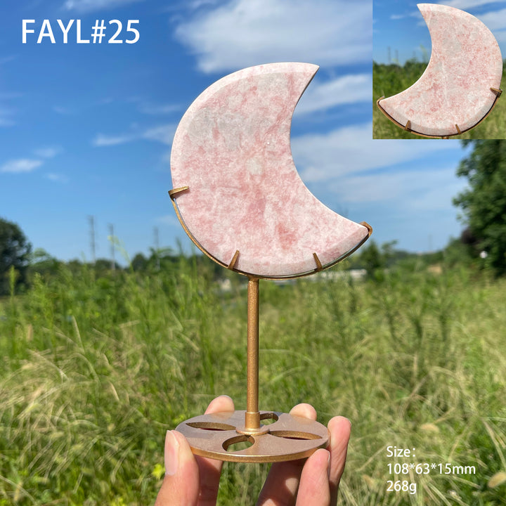 Unique,Natural Crystal Pink Opal Moon