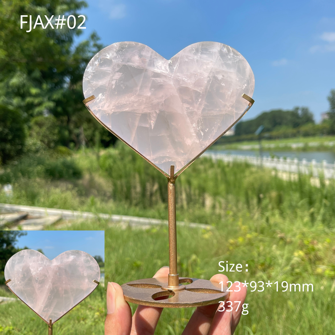 Unique,Natural Crystal Elegant Rose Quartz Heart With Stand