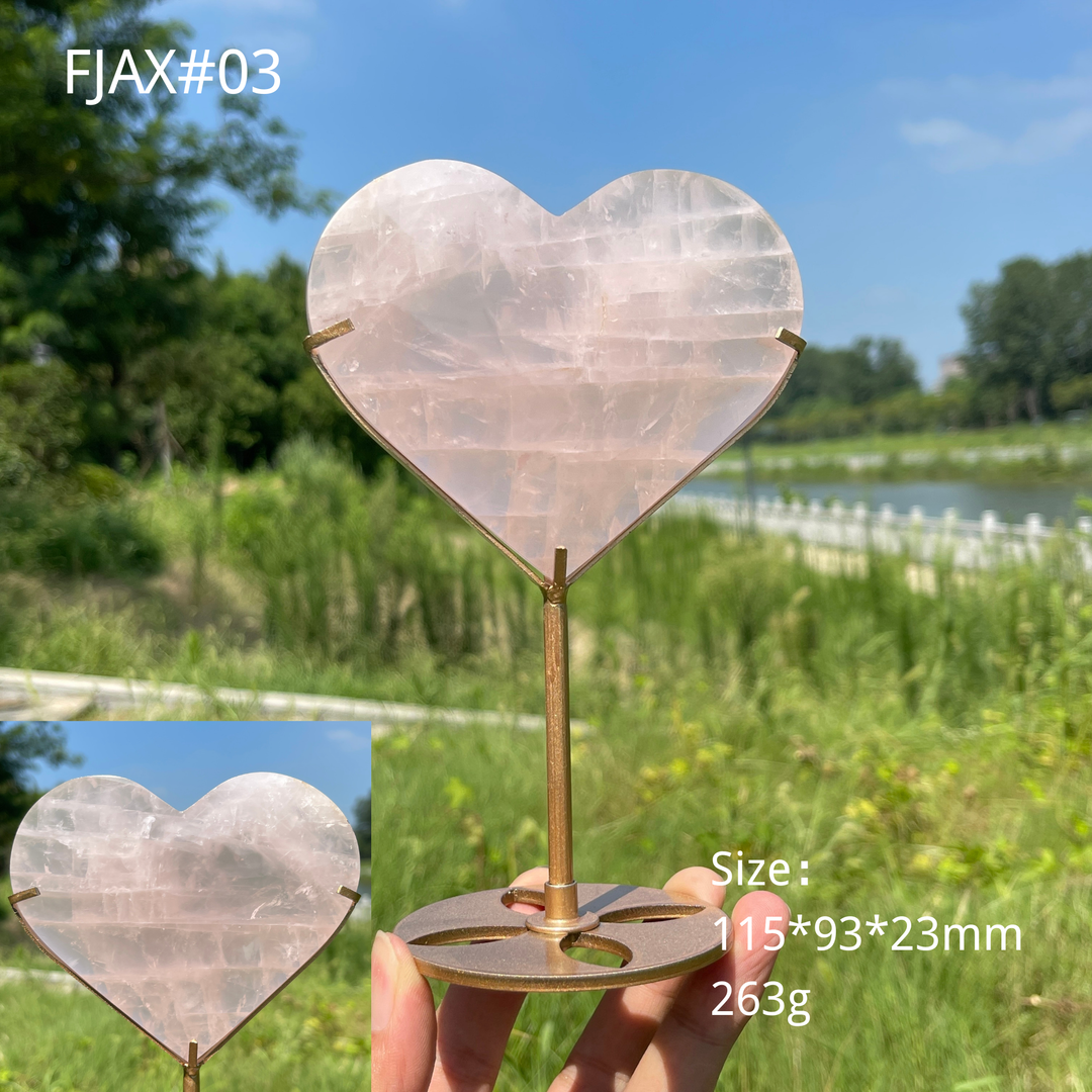 Unique,Natural Crystal Elegant Rose Quartz Heart With Stand