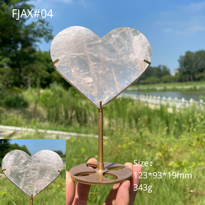 Unique,Natural Crystal Elegant Rose Quartz Heart With Stand