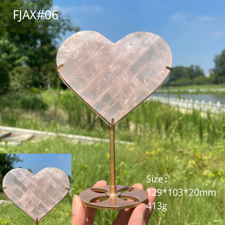 Unique,Natural Crystal Elegant Rose Quartz Heart With Stand