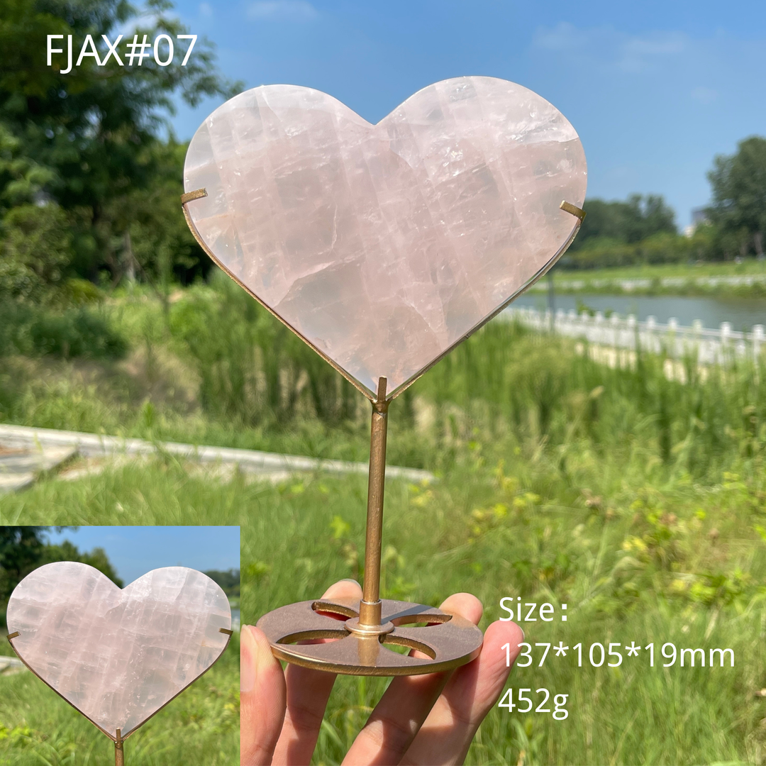 Unique,Natural Crystal Elegant Rose Quartz Heart With Stand