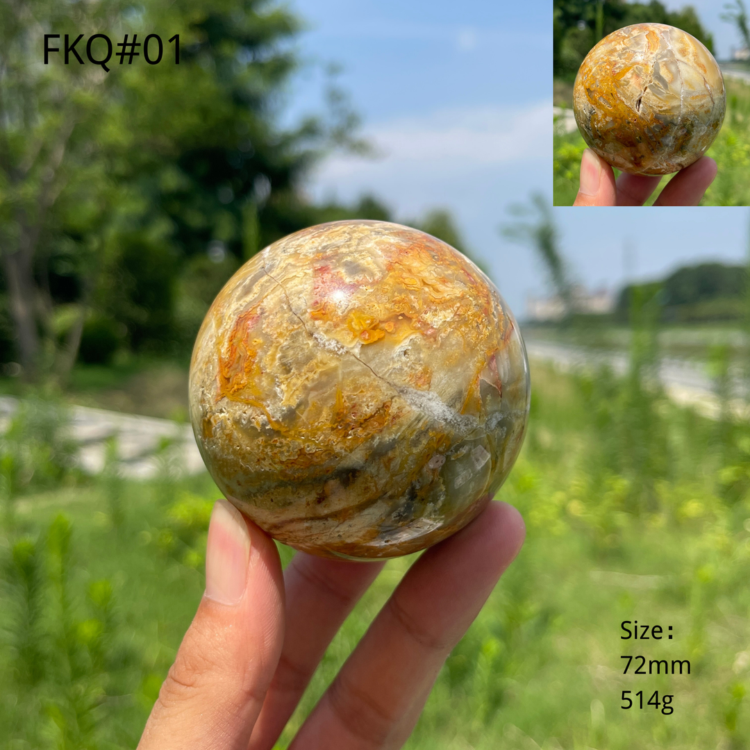 Unique, Natural Crystal Crazy Agate Sphere