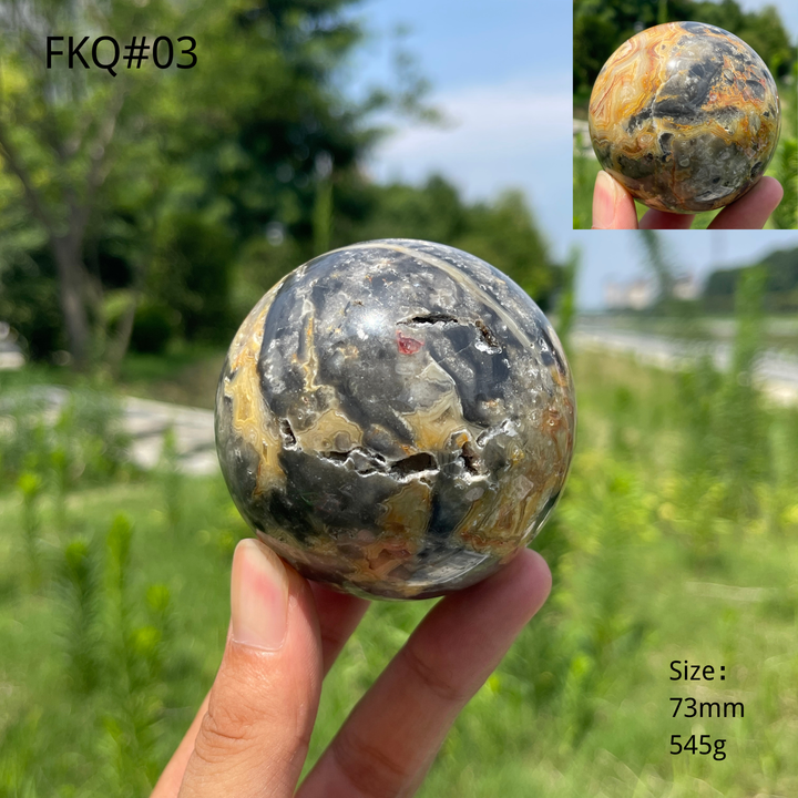 Unique, Natural Crystal Crazy Agate Sphere