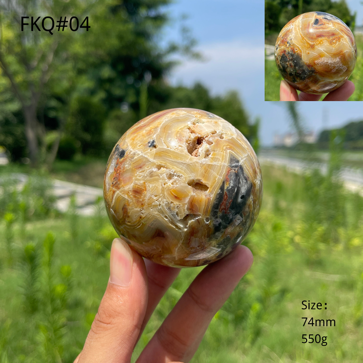 Unique, Natural Crystal Crazy Agate Sphere