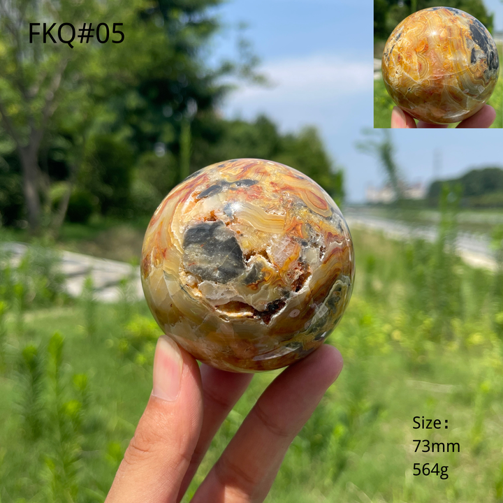Unique, Natural Crystal Crazy Agate Sphere