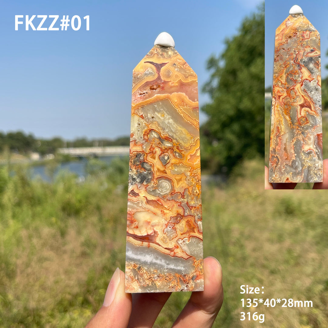 Unique, Natural Crystal Crazy Agate Point