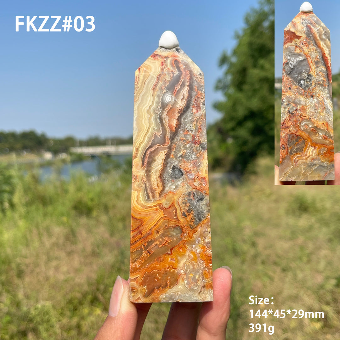 Unique, Natural Crystal Crazy Agate Point