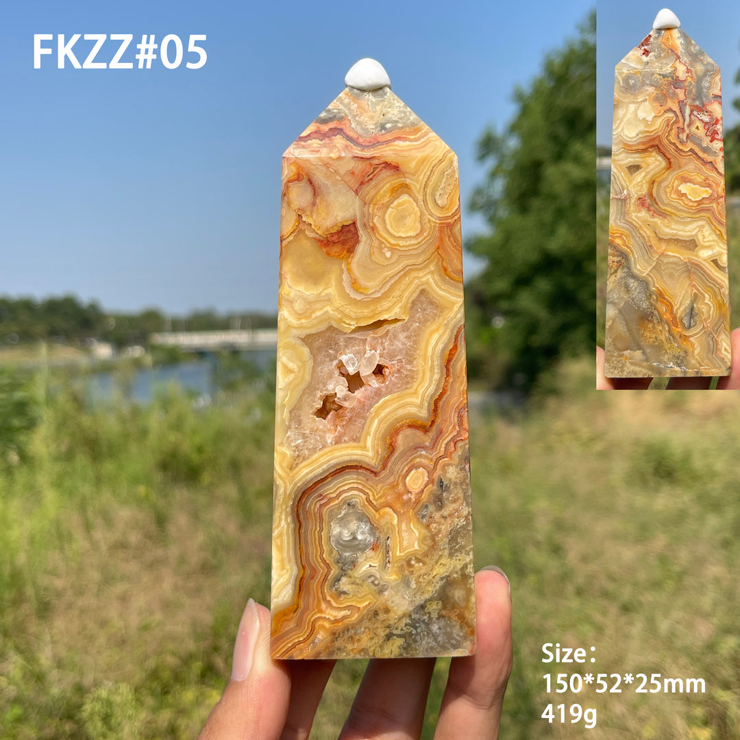Unique, Natural Crystal Crazy Agate Point