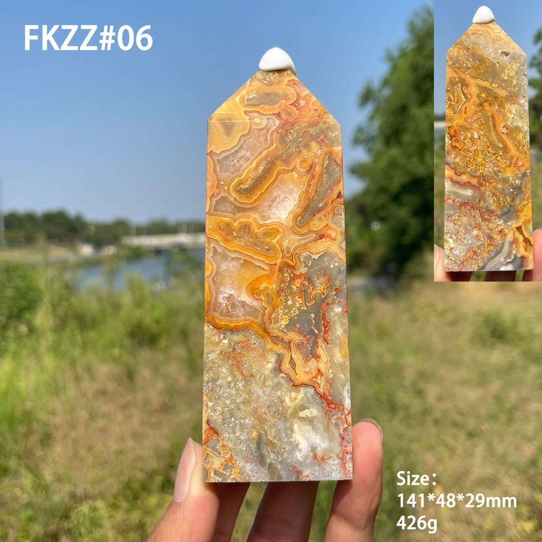 Unique, Natural Crystal Crazy Agate Point