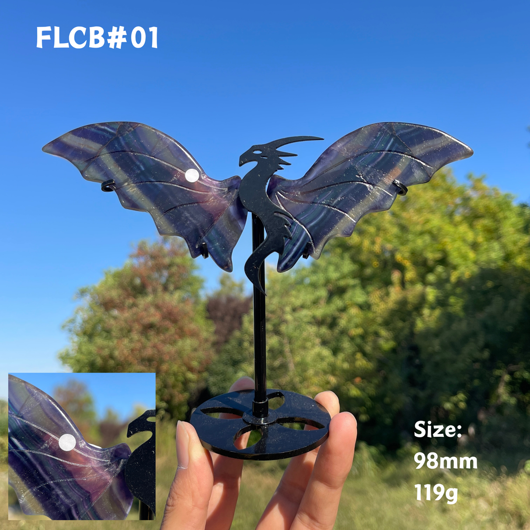 Unique,A Slightly Imperfect Natural Fluorite Dragon Wings With Stand