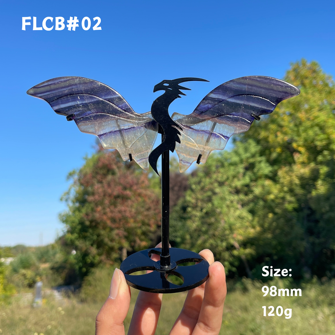 Unique,A Slightly Imperfect Natural Fluorite Dragon Wings With Stand