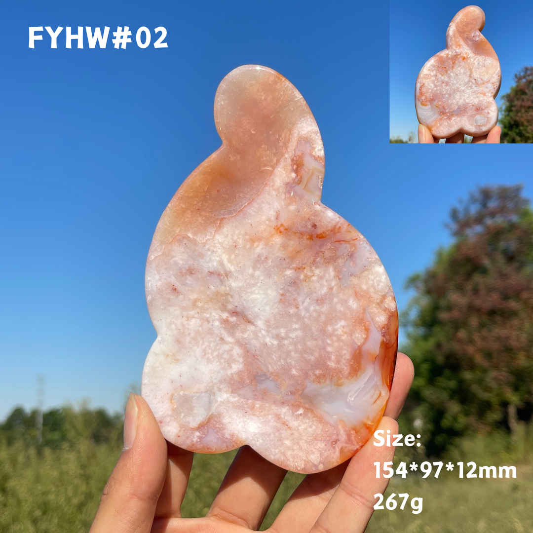 Unique,Natural Crystal Carving Pink Flower Agate Bowl